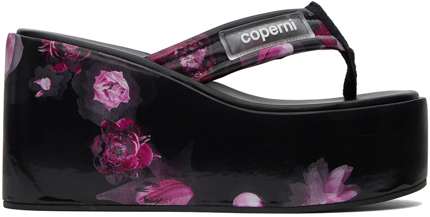 Shop Coperni Pink & Black Holographic Sandals In Pink/black