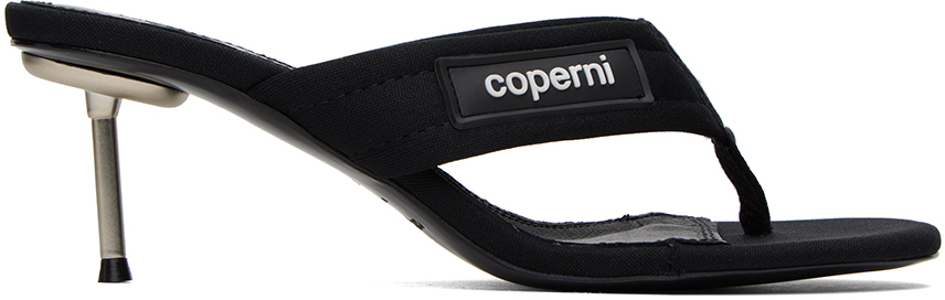Coperni 70mm Branded Canvas Thong Sandals In Black