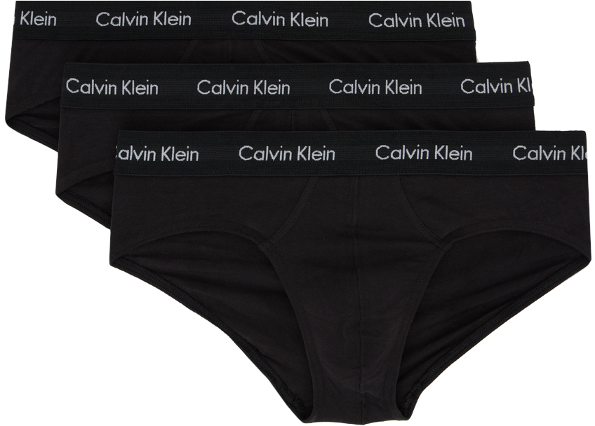 Calvin Klein Underwear: Three-Pack Black Hip Briefs | SSENSE