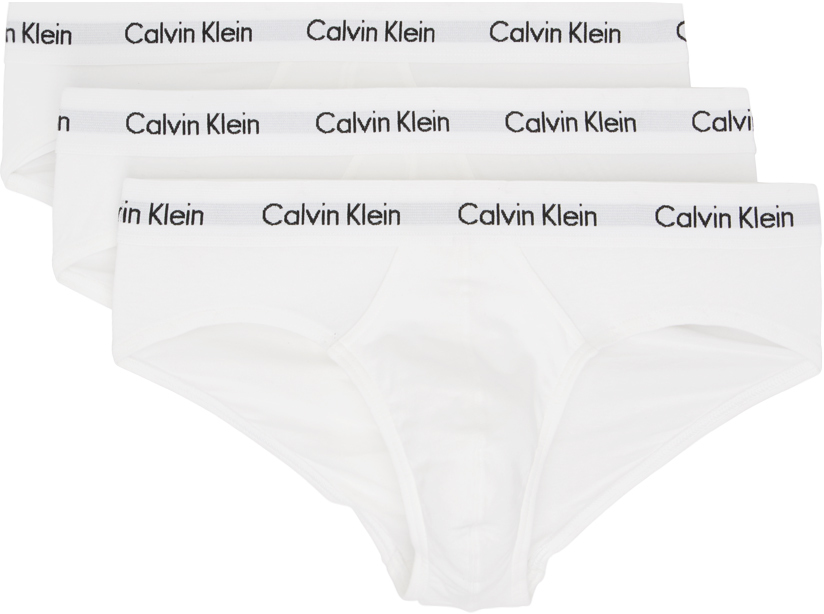 Calvin Klein Underwear: Three-Pack White Hip Briefs | SSENSE