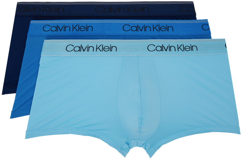 Calvin Klein Underwear Three-Pack Blue Micro Boxer Briefs