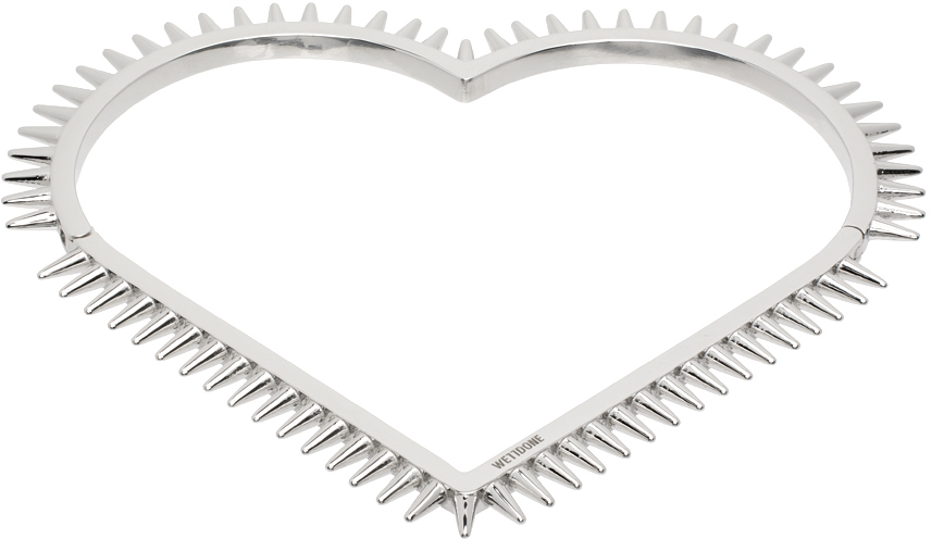 Silver Spike Heart Bracelet