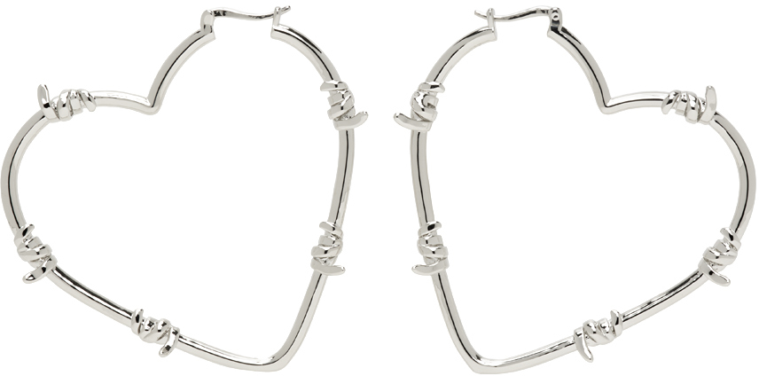 We11done Silver Wire Entanglement Heart Earrings