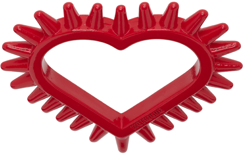We11done Red Small Spike Heart Ring
