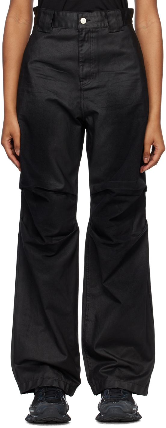 【We11done】baggy trouserブラックタックディテールジーンズ We11done: ブラック タック ジーンズ | SSENSE 日本