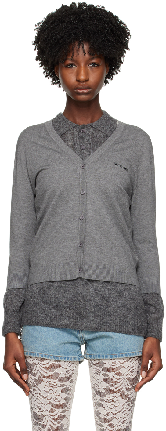 We11 Done Gray 3/4 Cardigan In Grey
