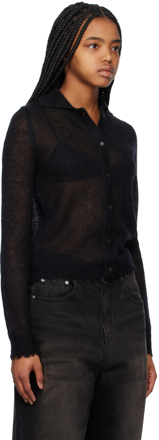 We11 Done Black Destroyed Cardigan In Black