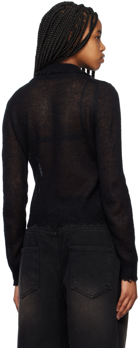 We11 Done Black Destroyed Cardigan In Black