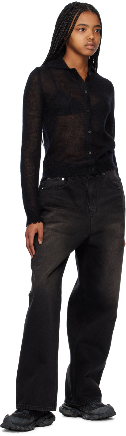 We11 Done Black Destroyed Cardigan In Black