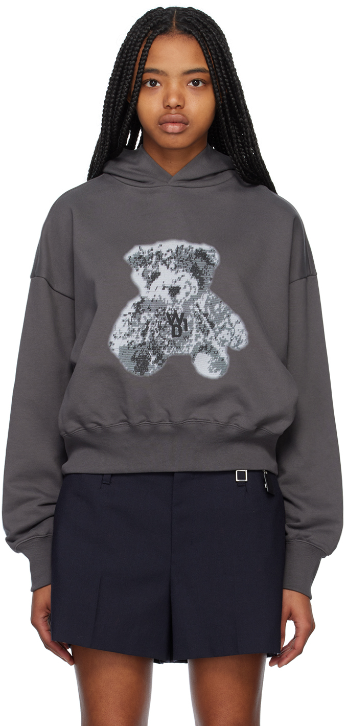 Shop We11 Done Gray Teddy Hoodie In Charcoal
