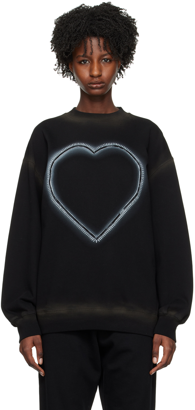 We11 Done Black Heart Choker Sweatshirt