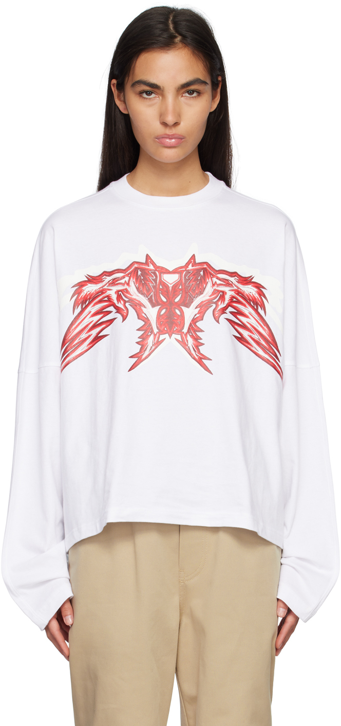 White Printed Long Sleeve T-Shirt