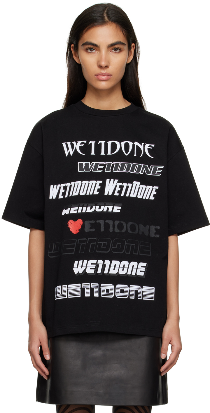 We11done: Black Love T-Shirt | SSENSE Canada