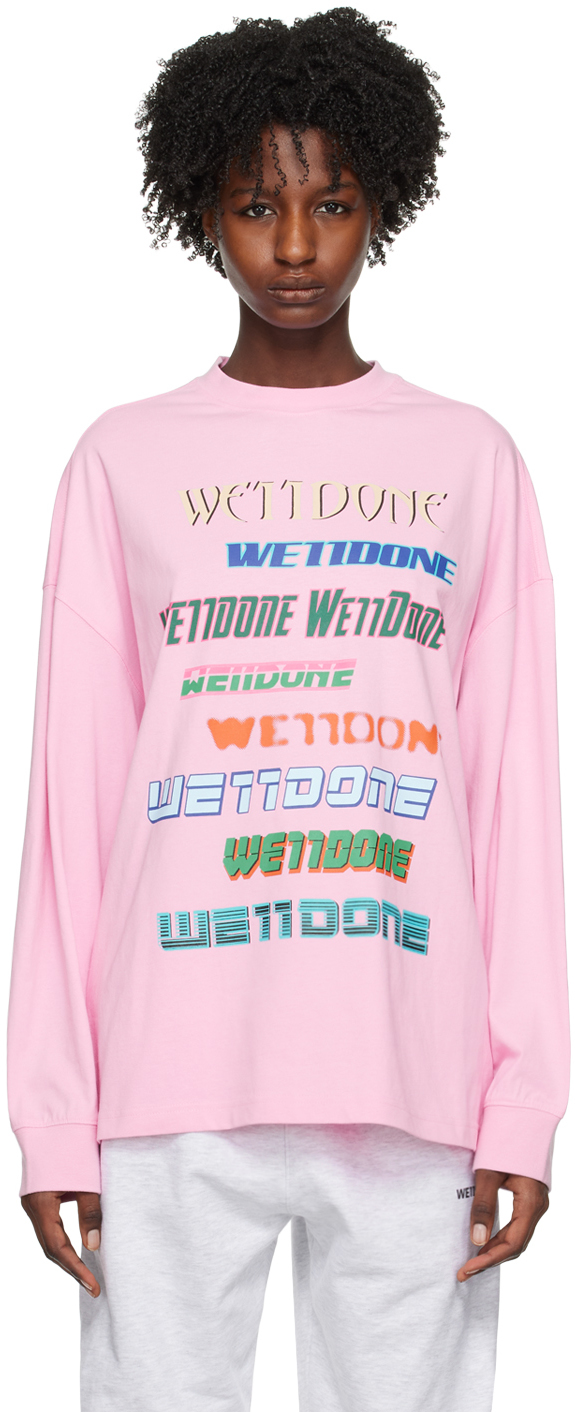 We11done: 粉色印花长袖 T 恤 | SSENSE