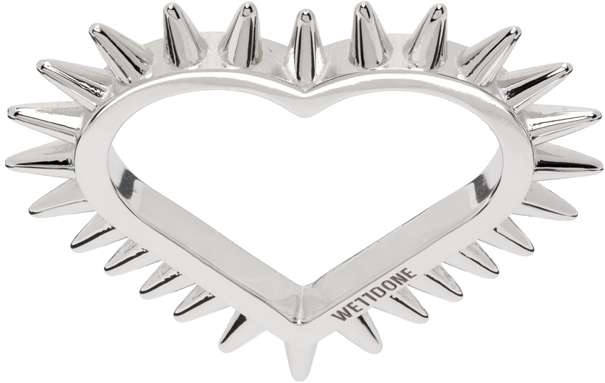 We11 Done Silver Small Spike Heart Ring