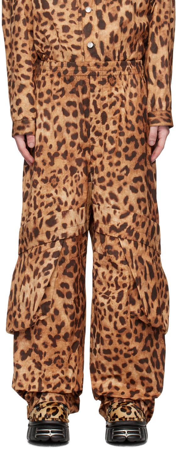 We11 Done Brown & Tan Allover Printed Cargo Pants