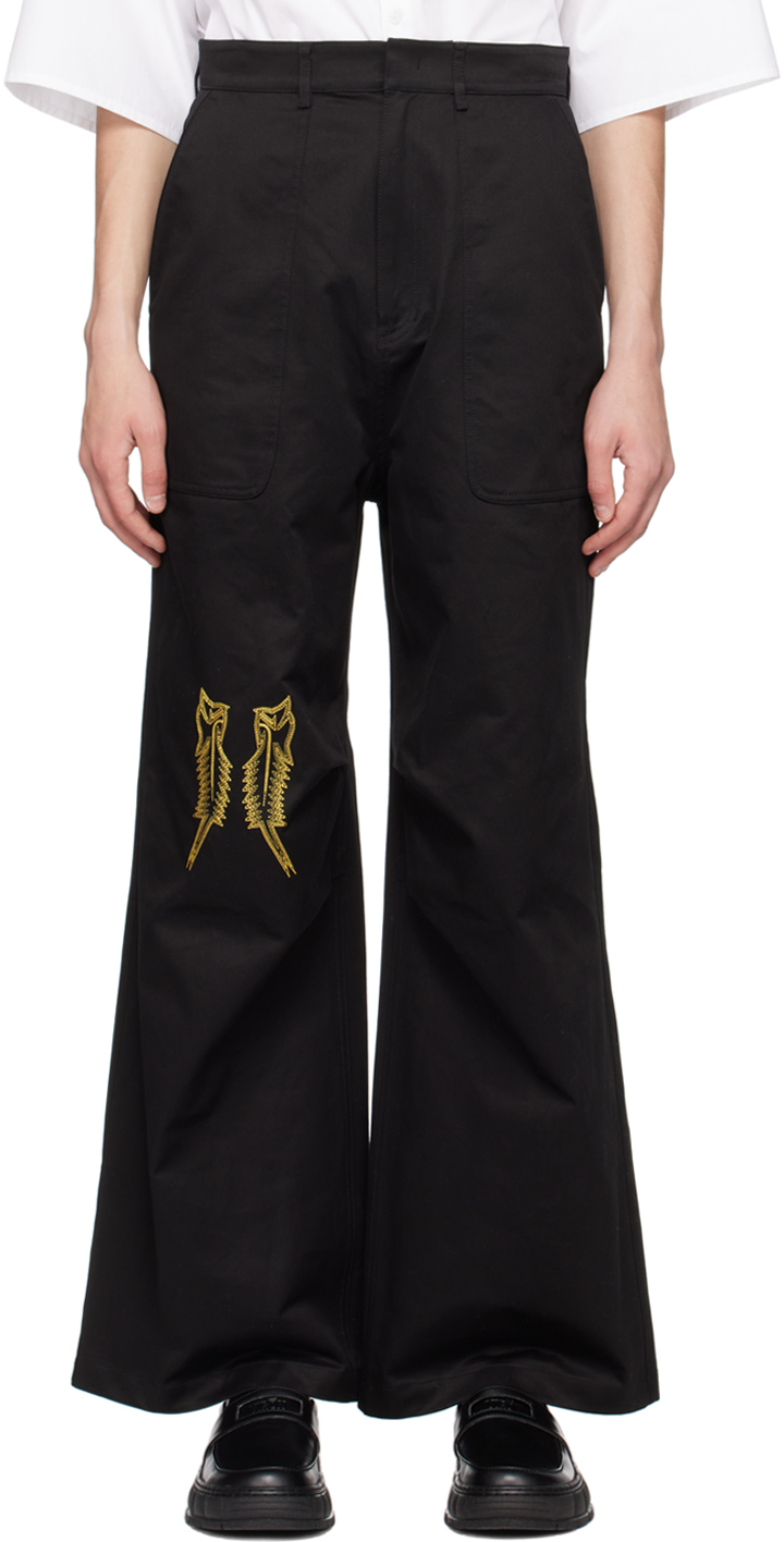 We11 Done Black Embroidered Trousers