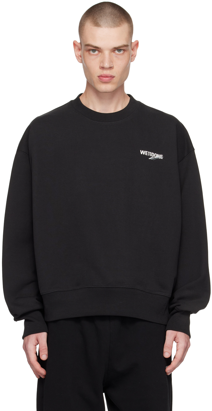 We11done: Black Printed Sweatshirt | SSENSE