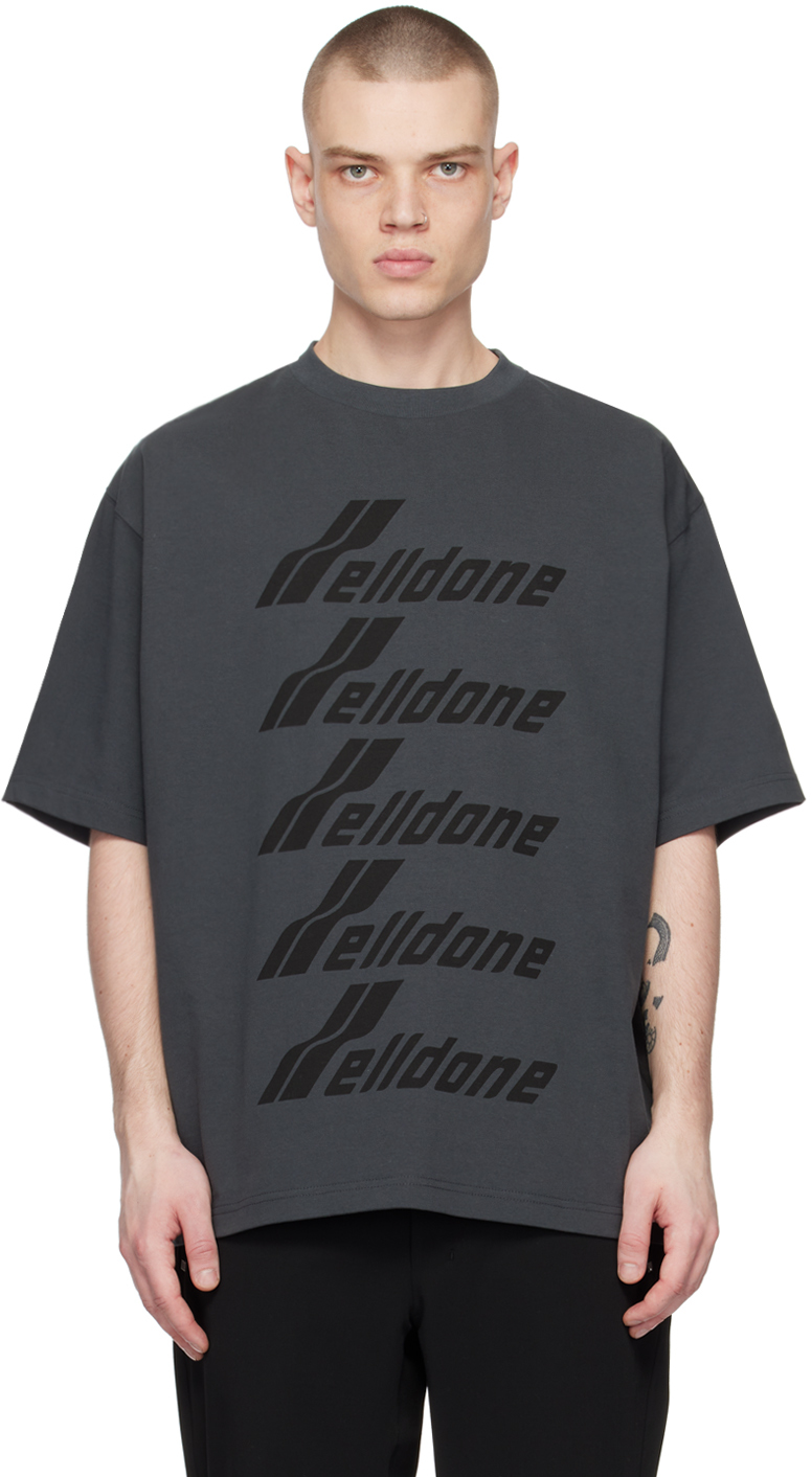 We11done: Gray Printed T-Shirt | SSENSE