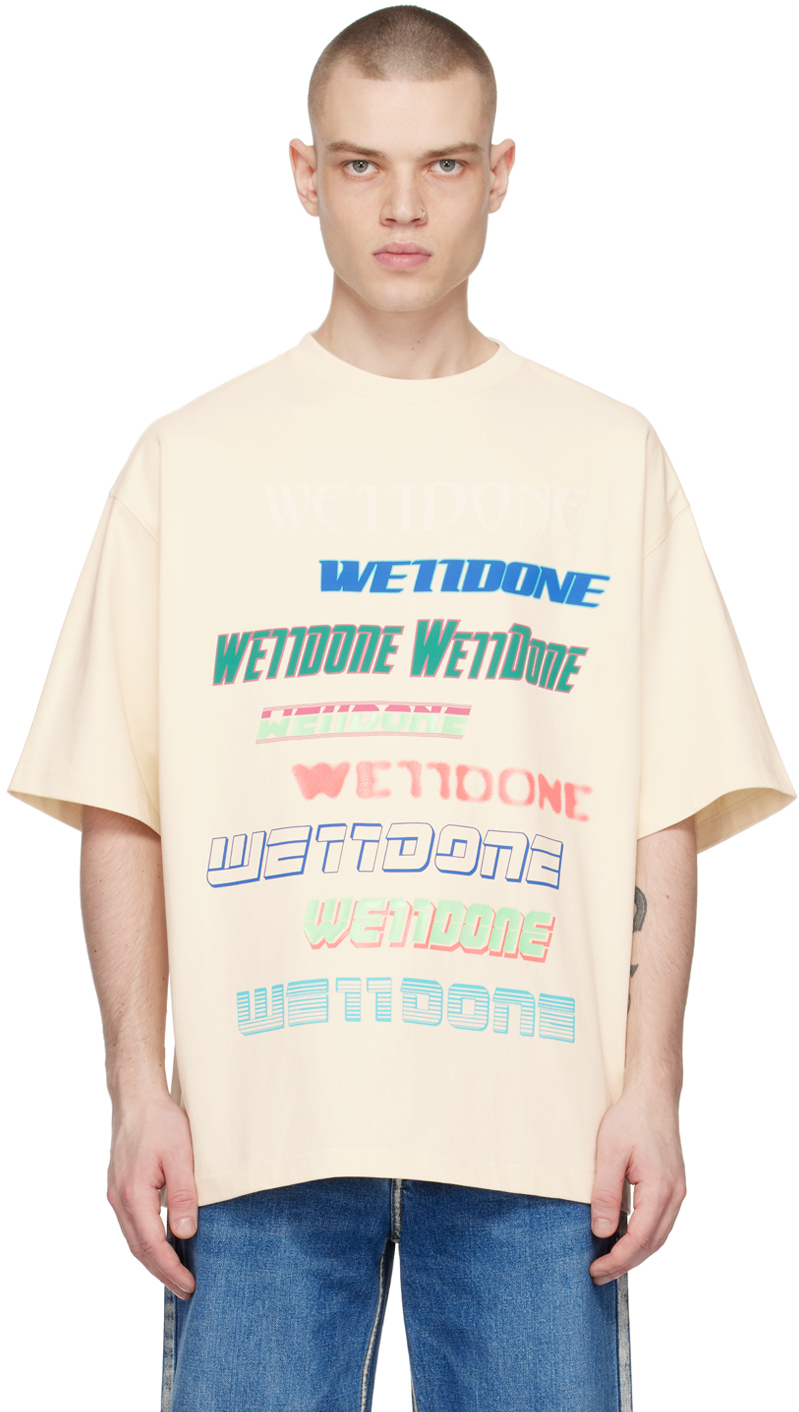 We11 Done Off-white Printed T-shirt In Ivory