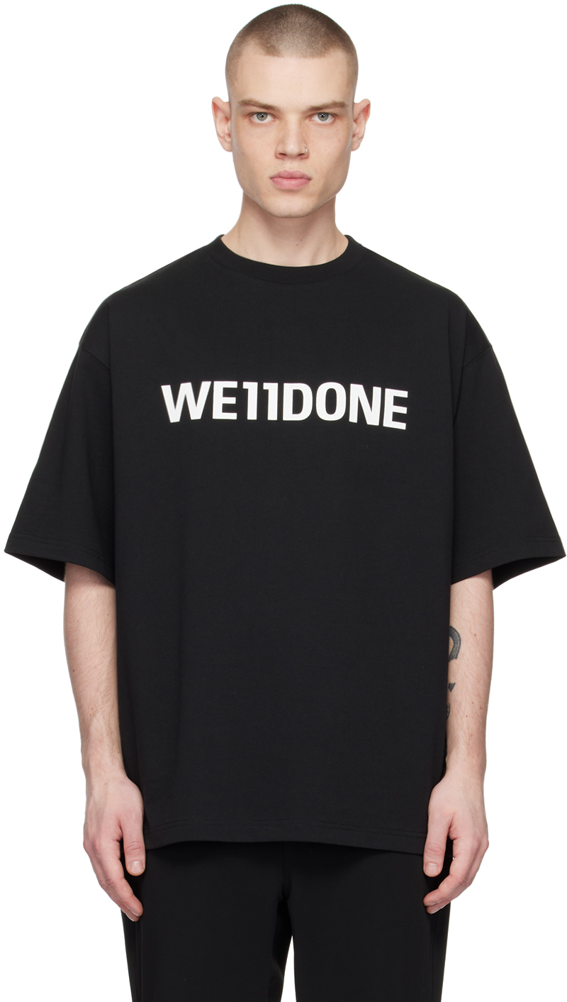 We11done: Black Printed T-Shirt | SSENSE Canada