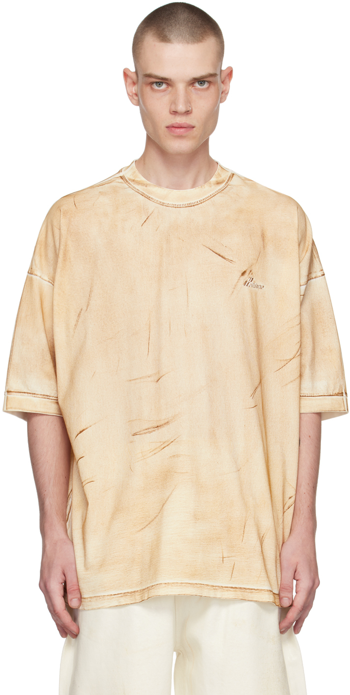 Beige on Print T-Shirt & Washed by White Sale We11done