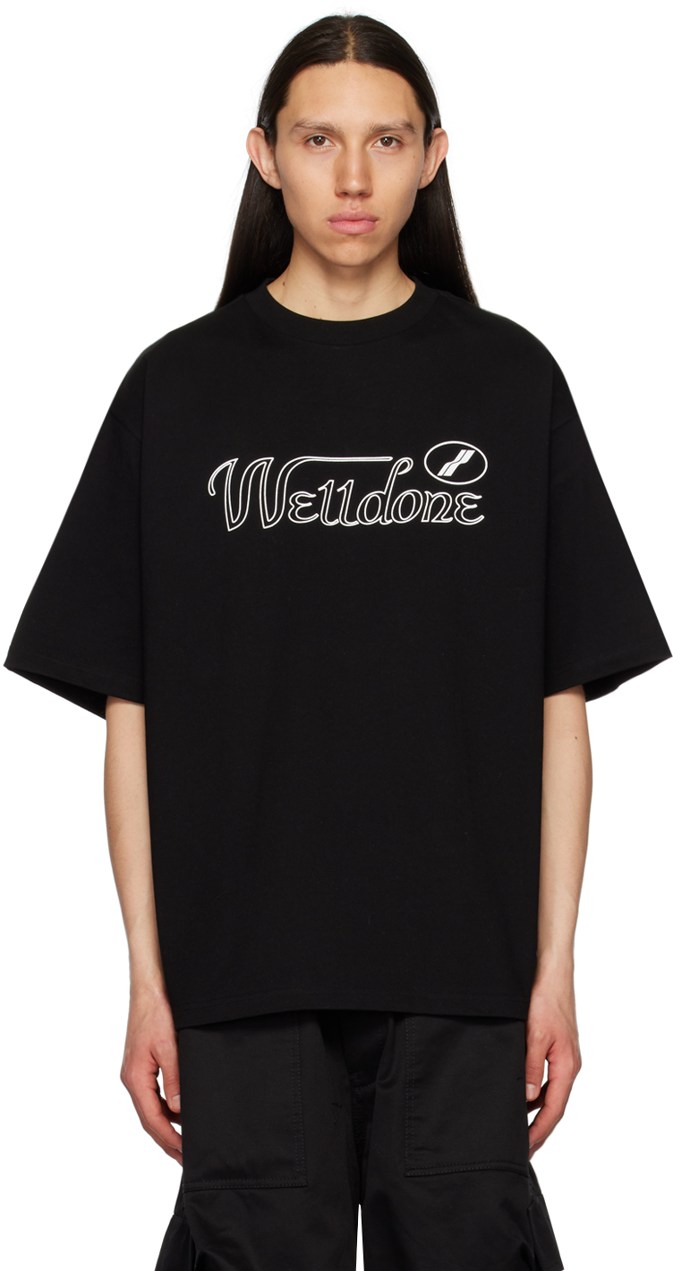 We11done: Black Cursive Symbol T-Shirt | SSENSE UK