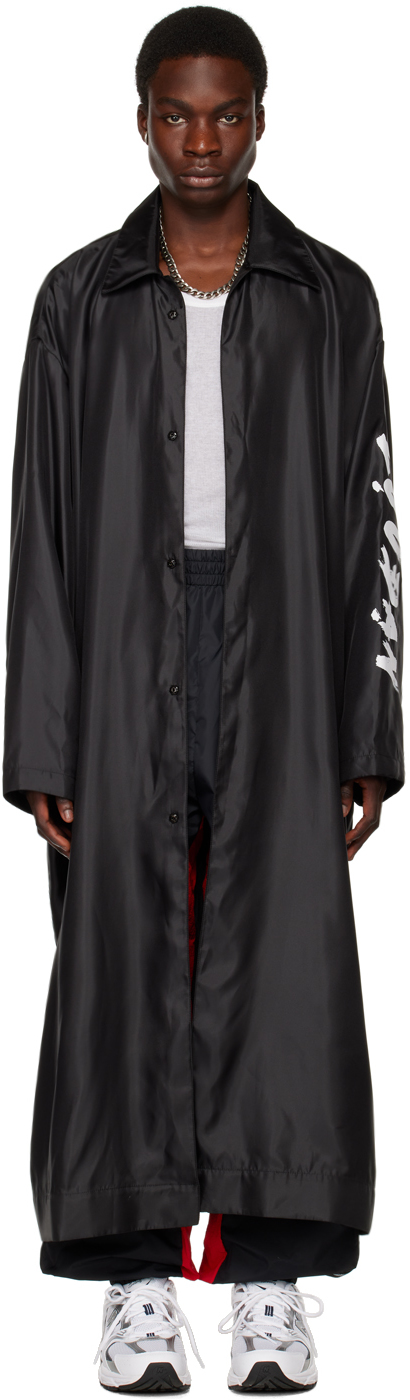 Lu'u Dan Black Printed Coat In Black + Logo Print