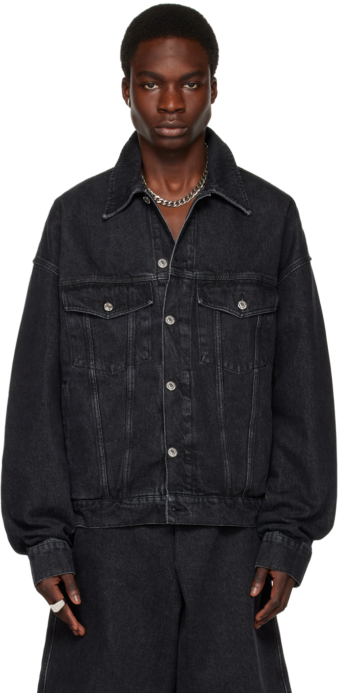 Lu'u Dan Black Faded Denim Jacket In Black Vintage Wash