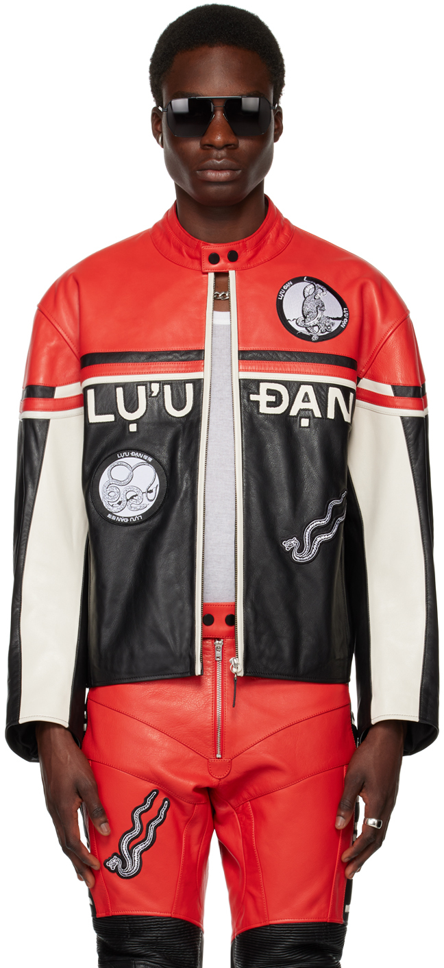Lu'u Dan Black & Red Paneled Leather Jacket In Black / Red / White