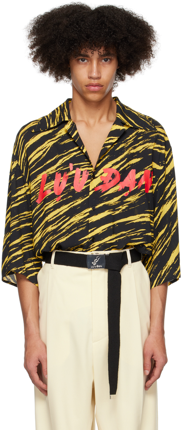 Lu'u Dan Black & Yellow Psychedelic Tiger Shirt In Tiger Stripes Print