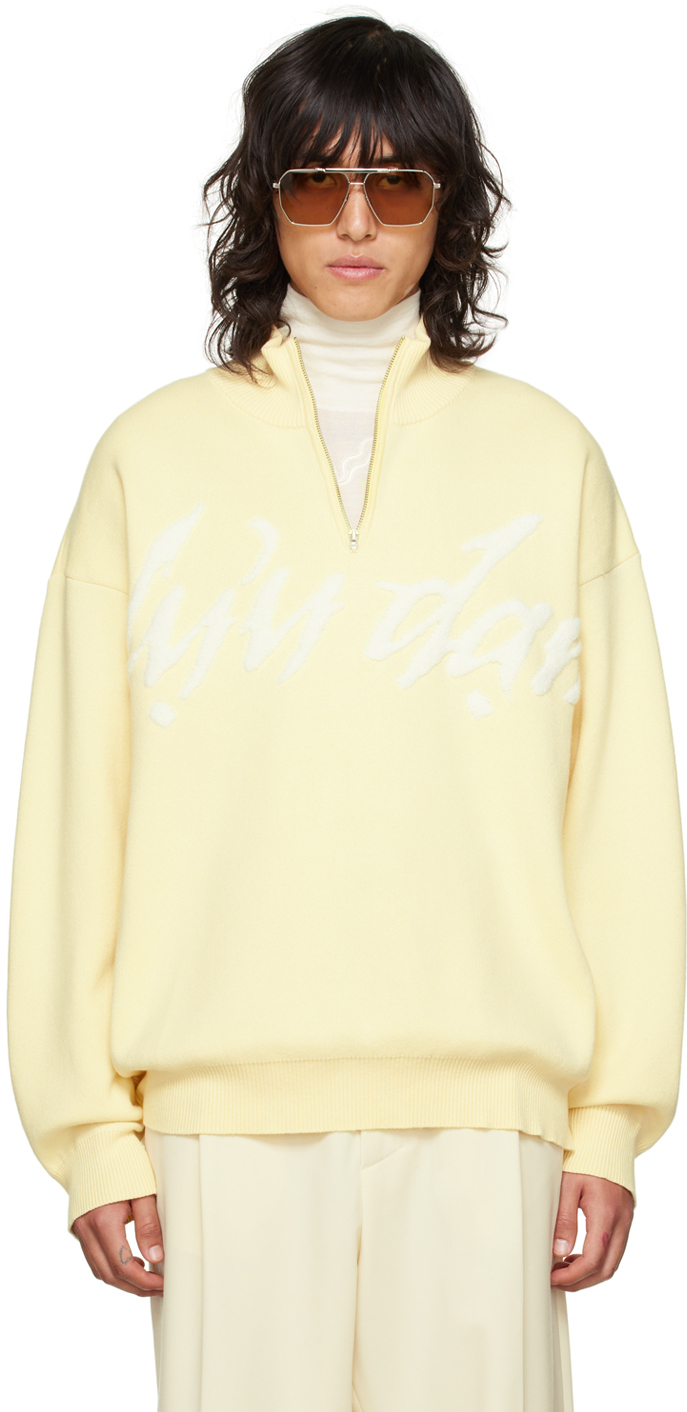 Lu'u Dan Ssense Exclusive Yellow Half-zip Sweater In Custard