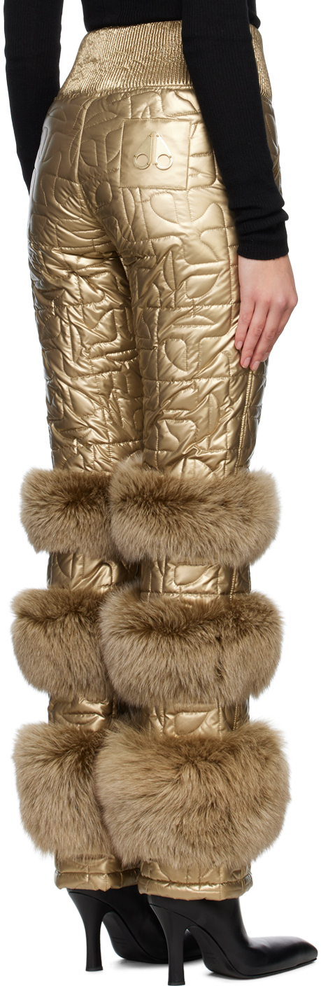 Moose Knuckles X Telfar Gold Telfar Edition Quilted Bomber Trousers In 1096 Gold