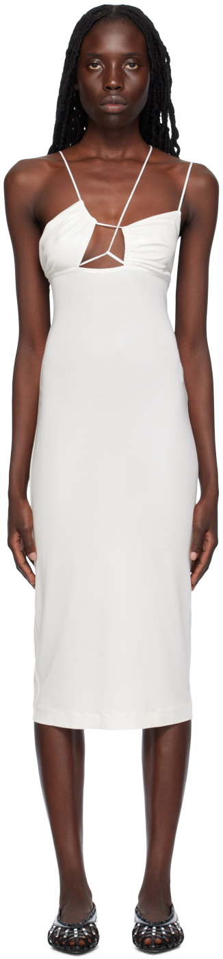 Shop Nensi Dojaka White Asymmetrical Midi Dress In White Glossy