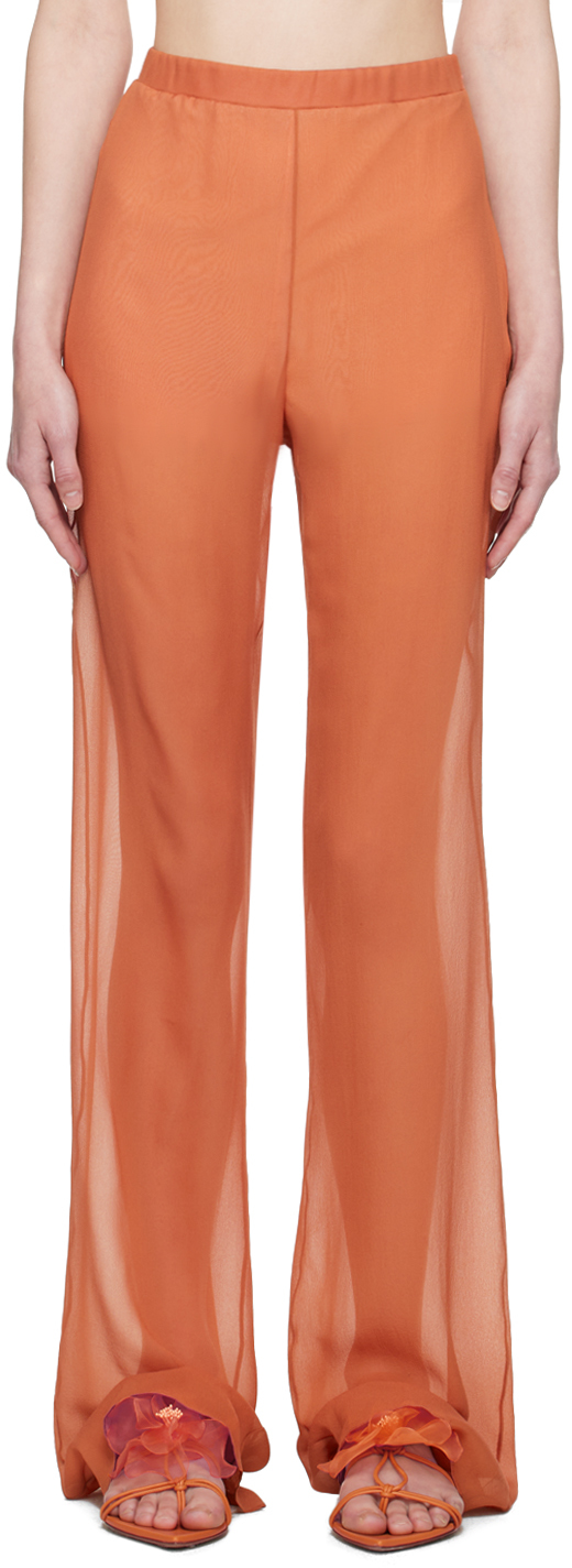 Nensi Dojaka Pink Semi-sheer Trousers In Autumn Glaze