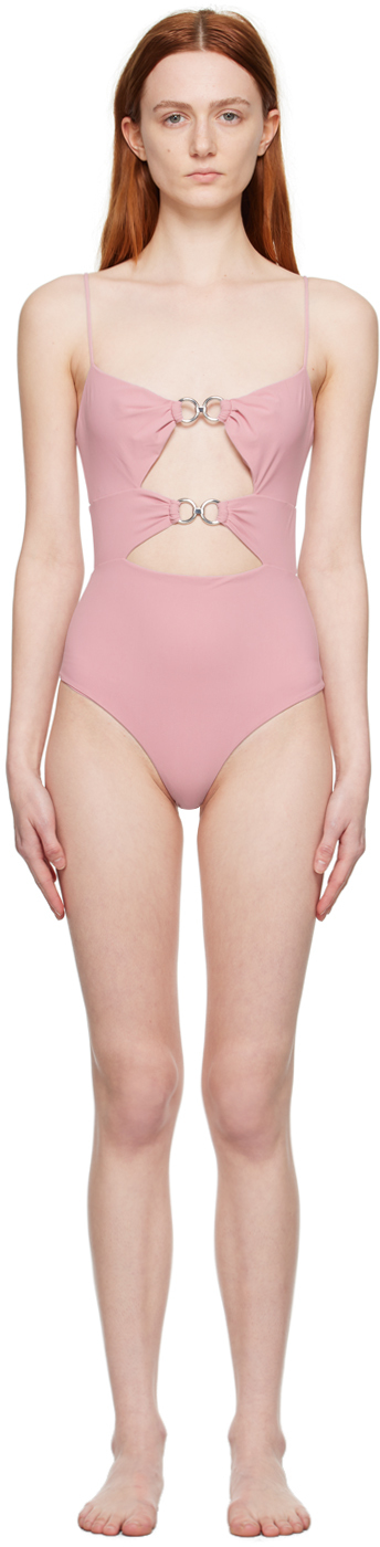 ビキニ NENSI DOJAKA Women Swimsuit NDSS23SWIM001 BURORA Red Purple Cutout Swimsuit by Nensi Dojaka on Sale