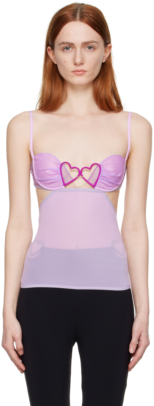 Nensi Dojaka Ssense Exclusive Purple Heart Camisole In Lavender