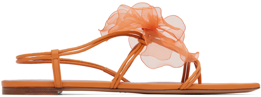 Shop Nensi Dojaka Orange Appliqué Sandals