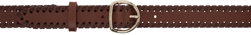 Chloé Mony Whipstitched Leather Belt In Pure Brown