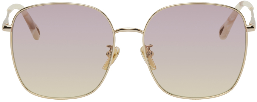 Chloé Gold Square Sunglasses In 004 Gold
