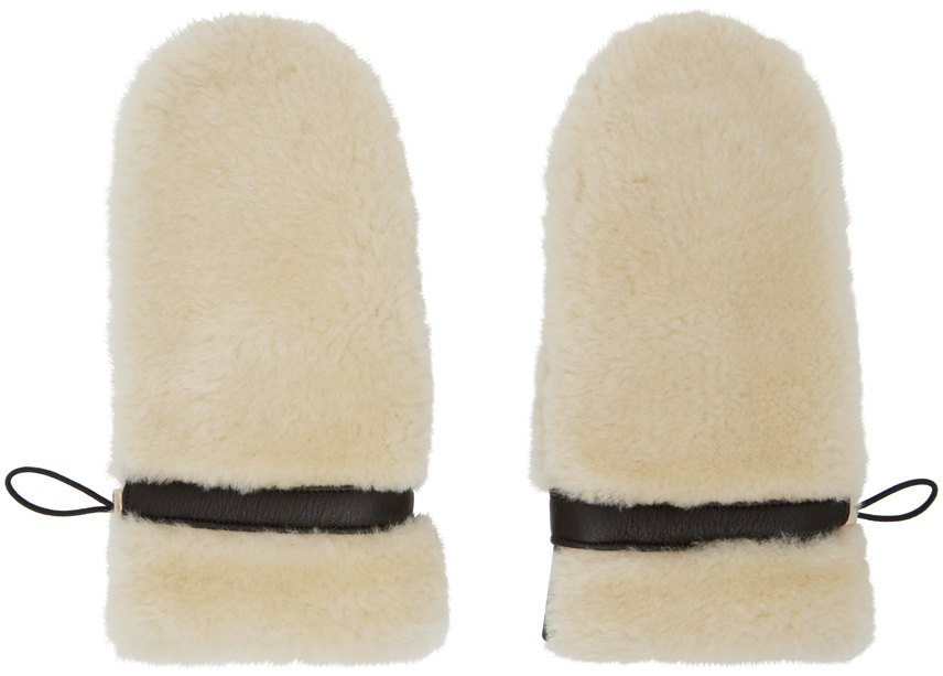 Chloé Brown & Beige Shearling Mittens