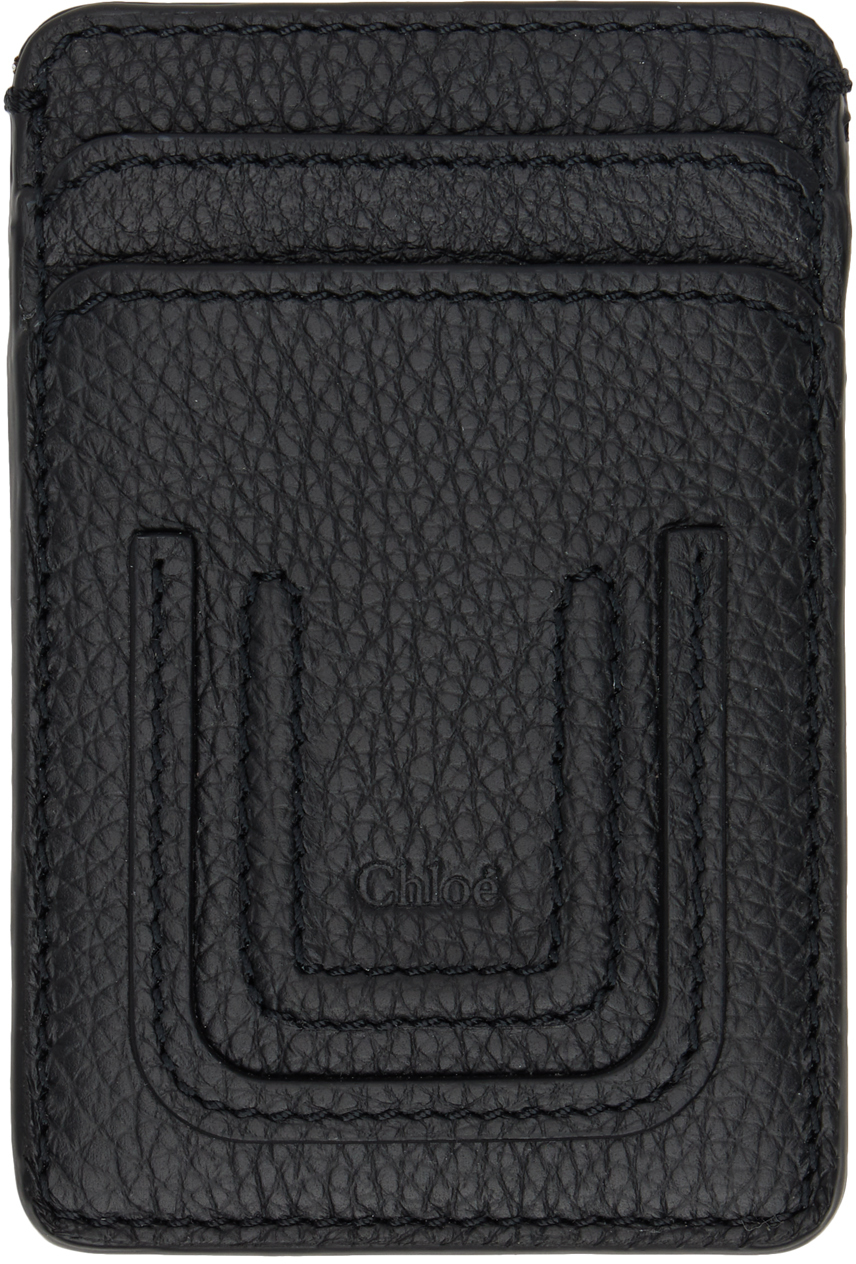 Chloé Marcie Leather Card Holder In 001 Black