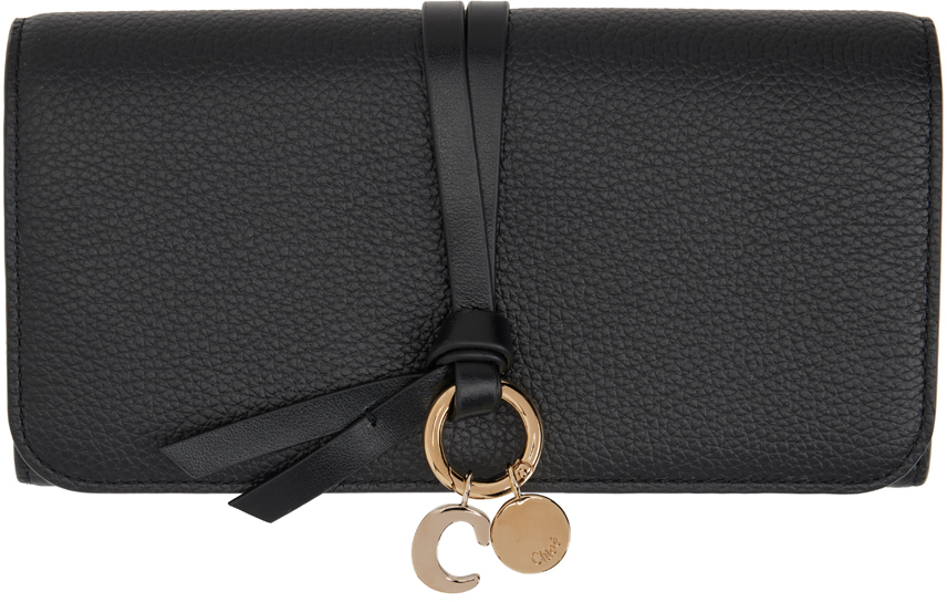 Chloé Black Alphabet Long Flap Wallet In 001 Black