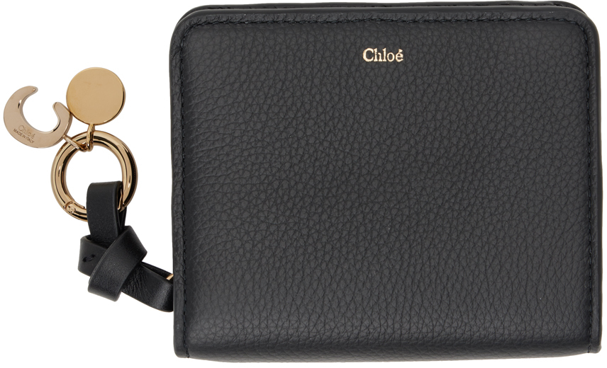 Chloé Black Alphabet Zip Compact Wallet In 001 Black