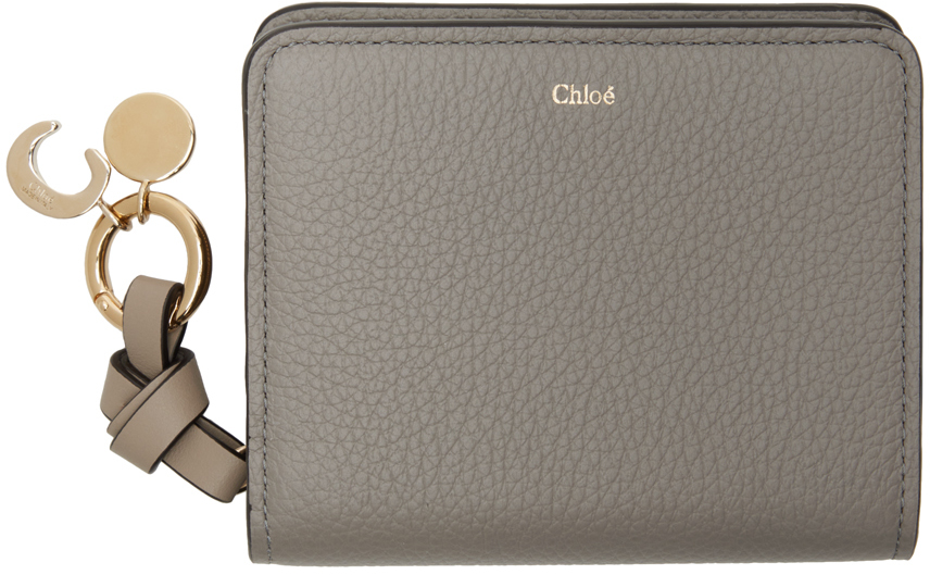 Chloé Gray Alphabet Zip Compact Wallet In 053 Cashmere Grey
