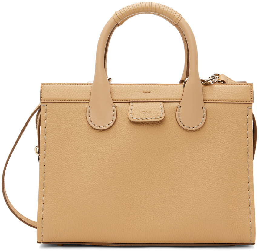 Chloé: Tan Medium Edith Zipped Top Handle Bag | SSENSE Canada