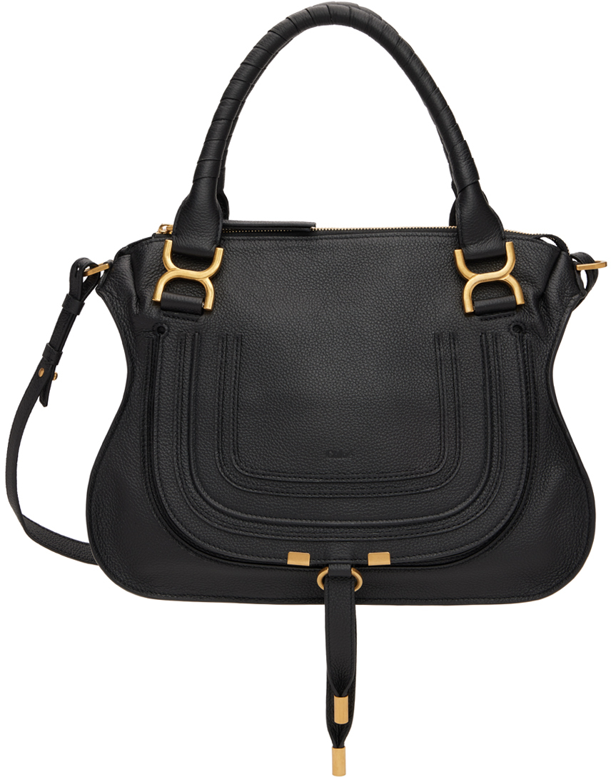 Chloé Black Medium Marcie Saddle Bag In 001 Black