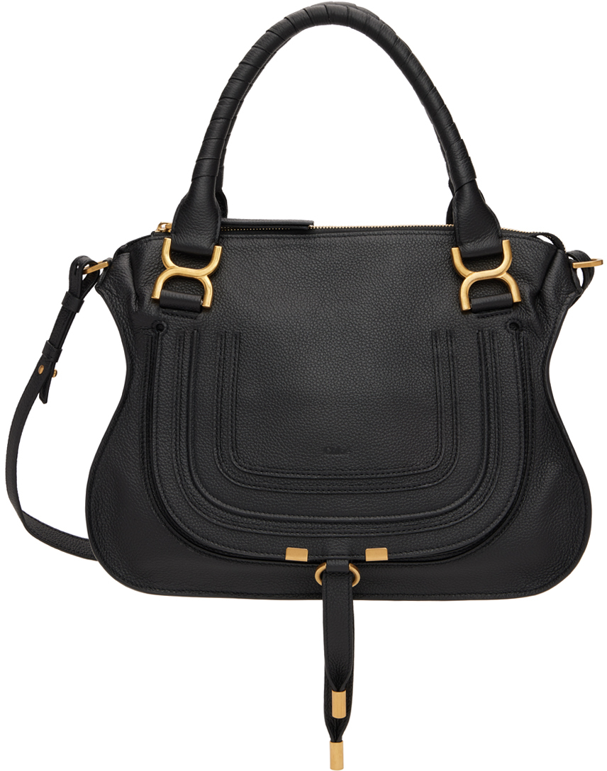 Chloé: Black Medium Marcie Saddle Bag | SSENSE