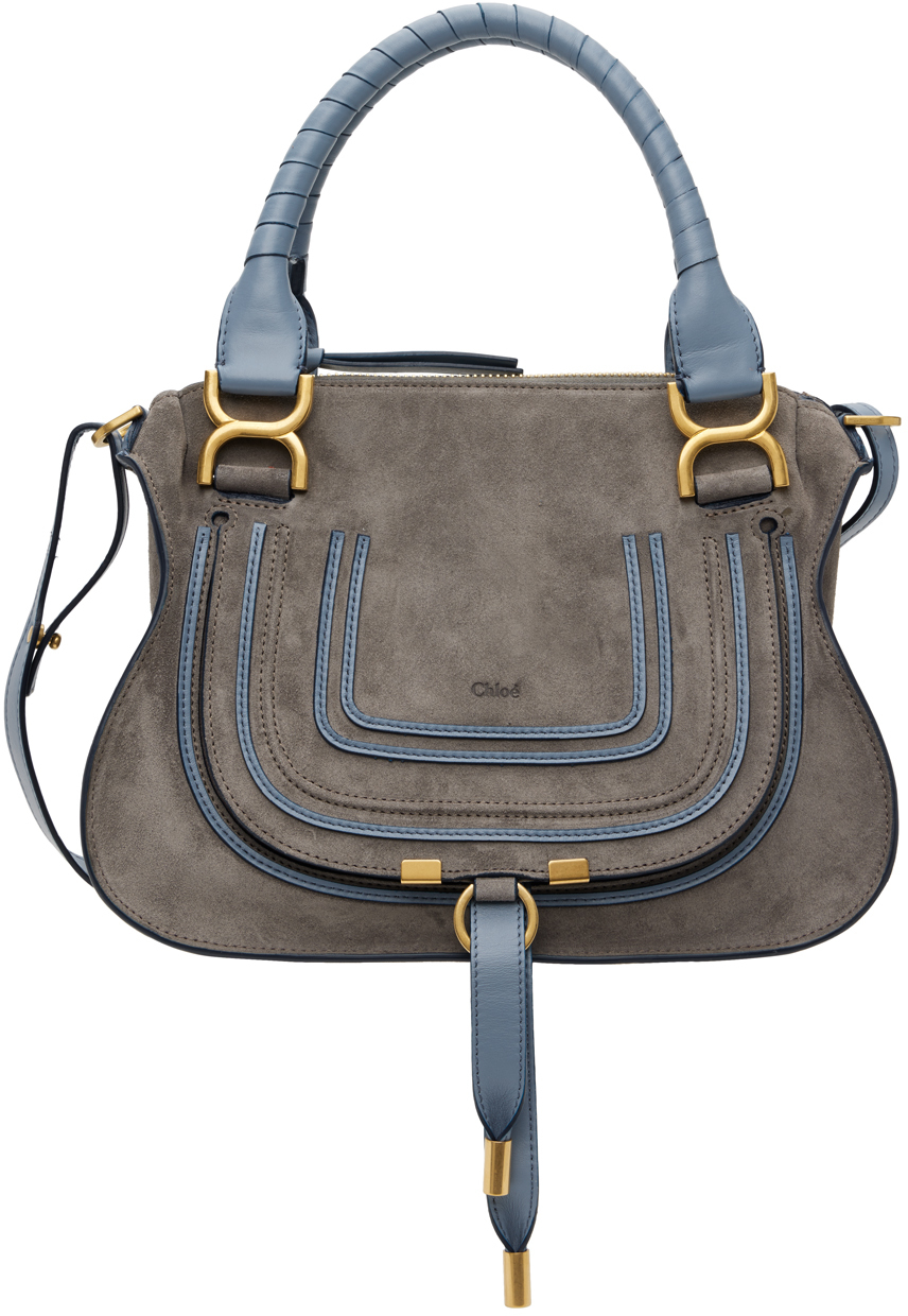 Chloé Gray Small Marcie Shoulder Bag In 053 Cashmere Grey