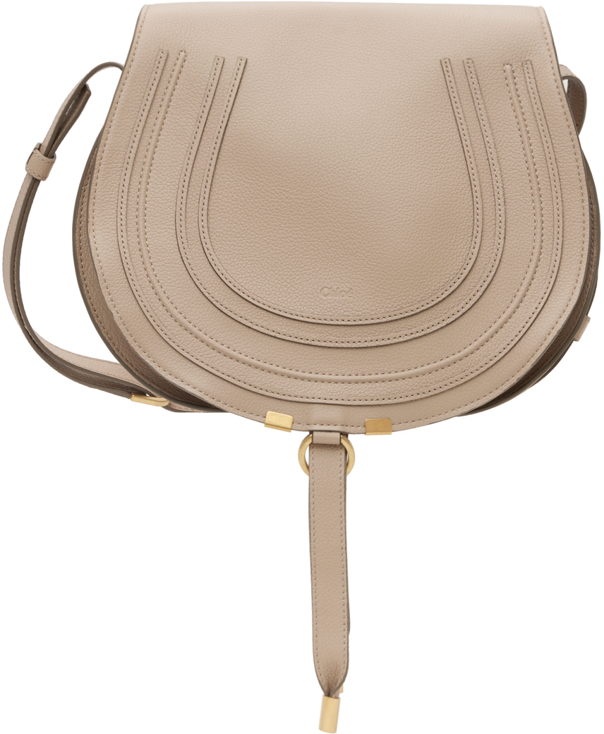 Chloé Marcie Medium Saddle Crossbody Bag In Nomad Beige